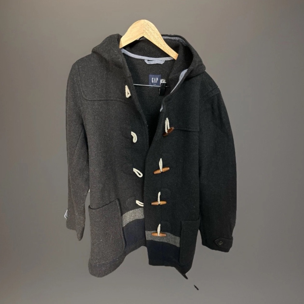 GAP Charcoal Hooded Pea Coat with Toggle Closures